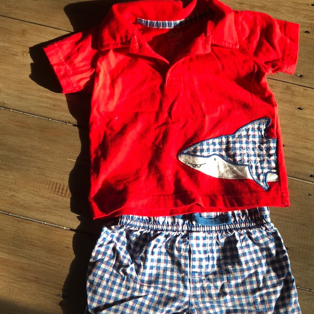 Shark polo and short set
